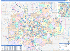 St. Louis Metro Area Wall Map Color Cast Style 2026